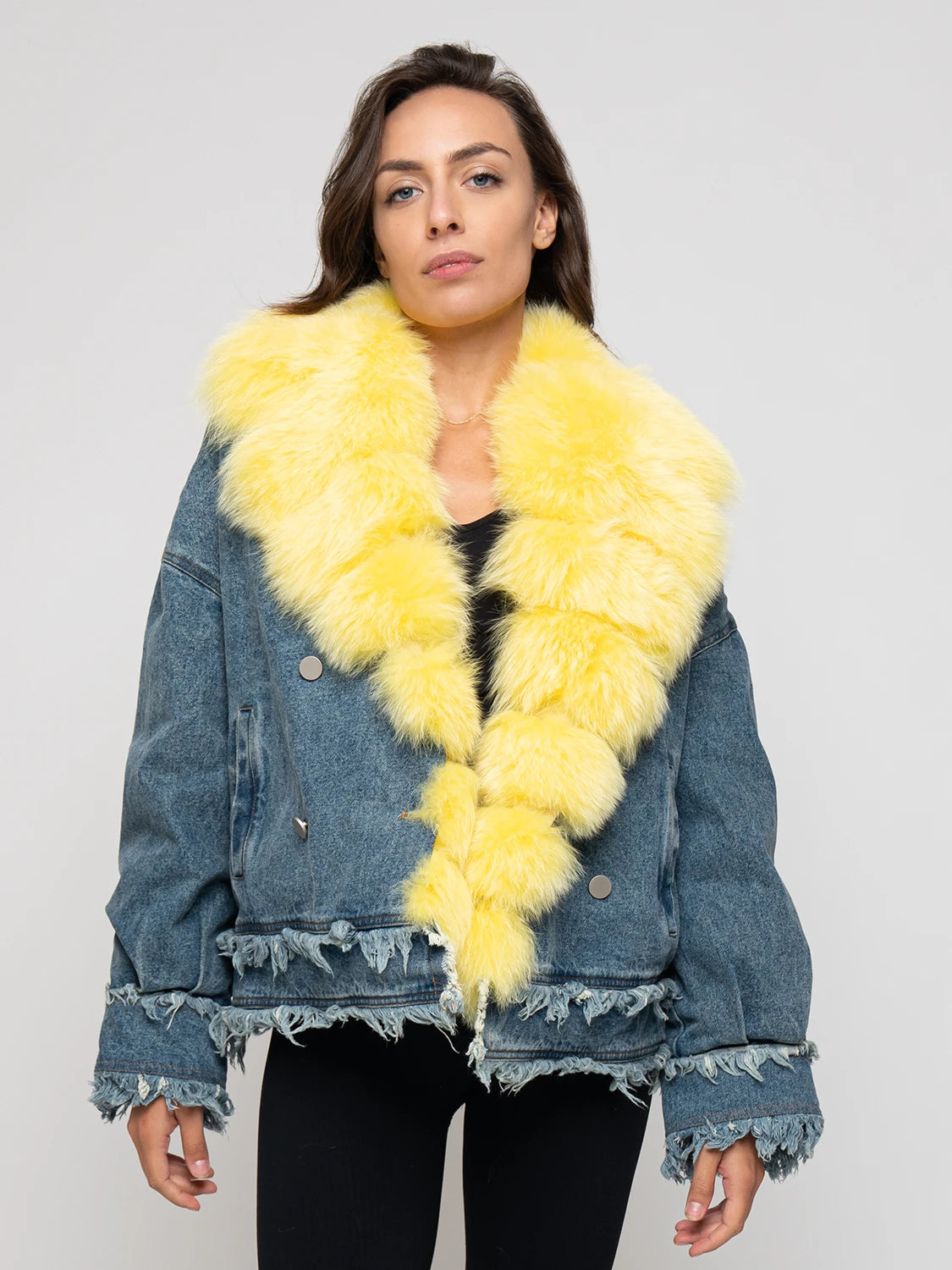 DENIM - jacket with yellow fox border