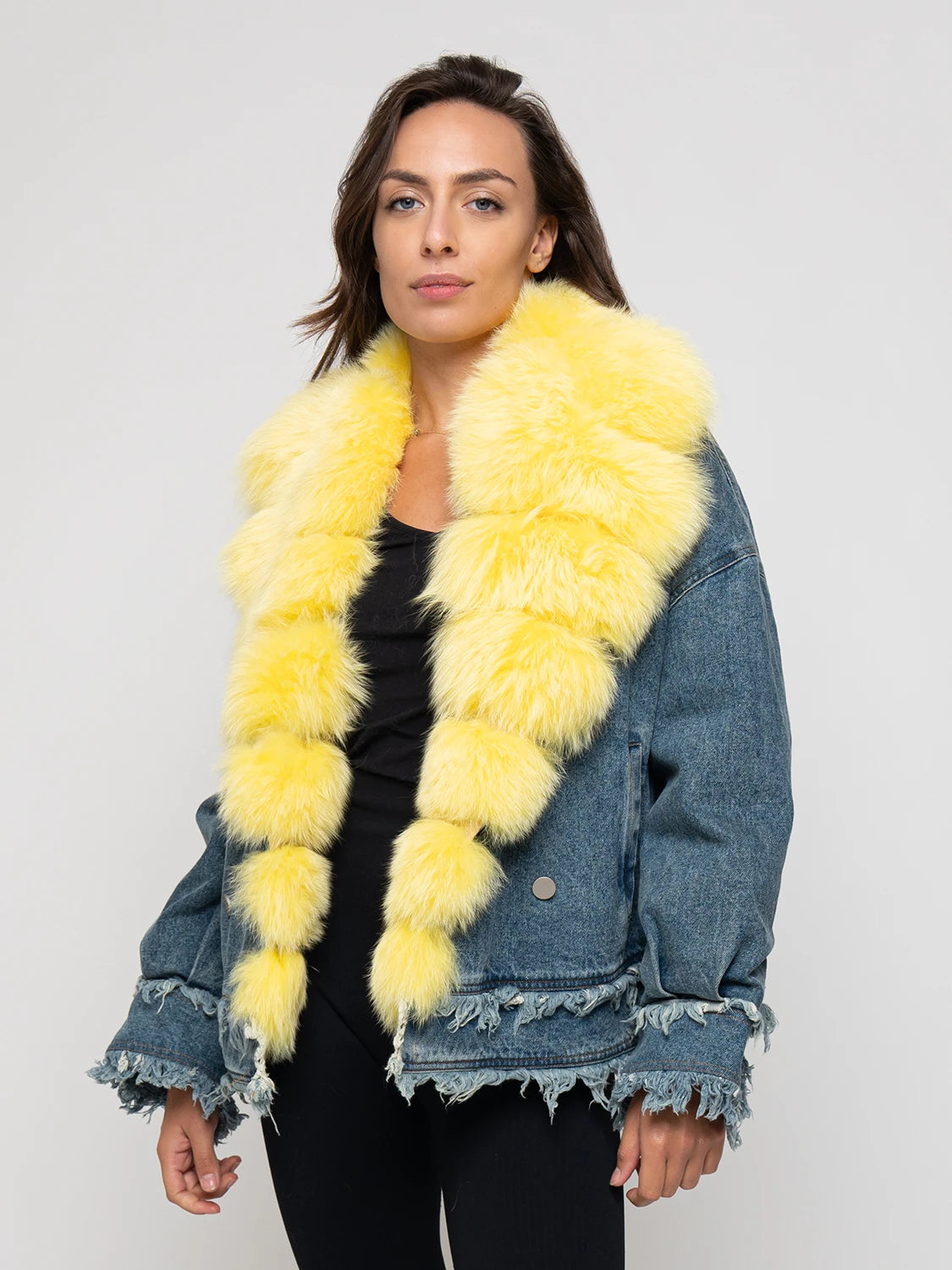 DENIM - jacket with yellow fox border