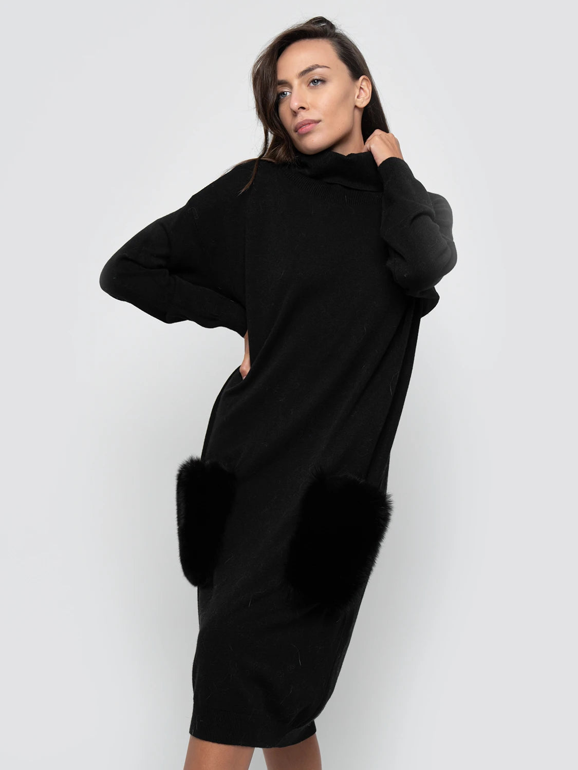 Robe longue - poches de renard noir