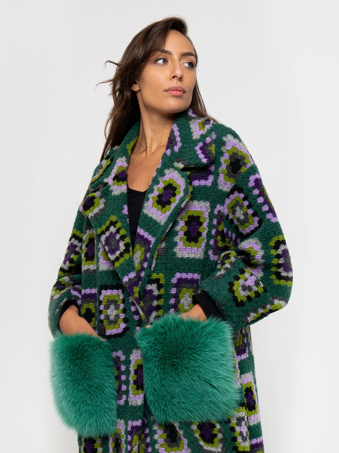 CAPPOTTO - tasche in volpe verde