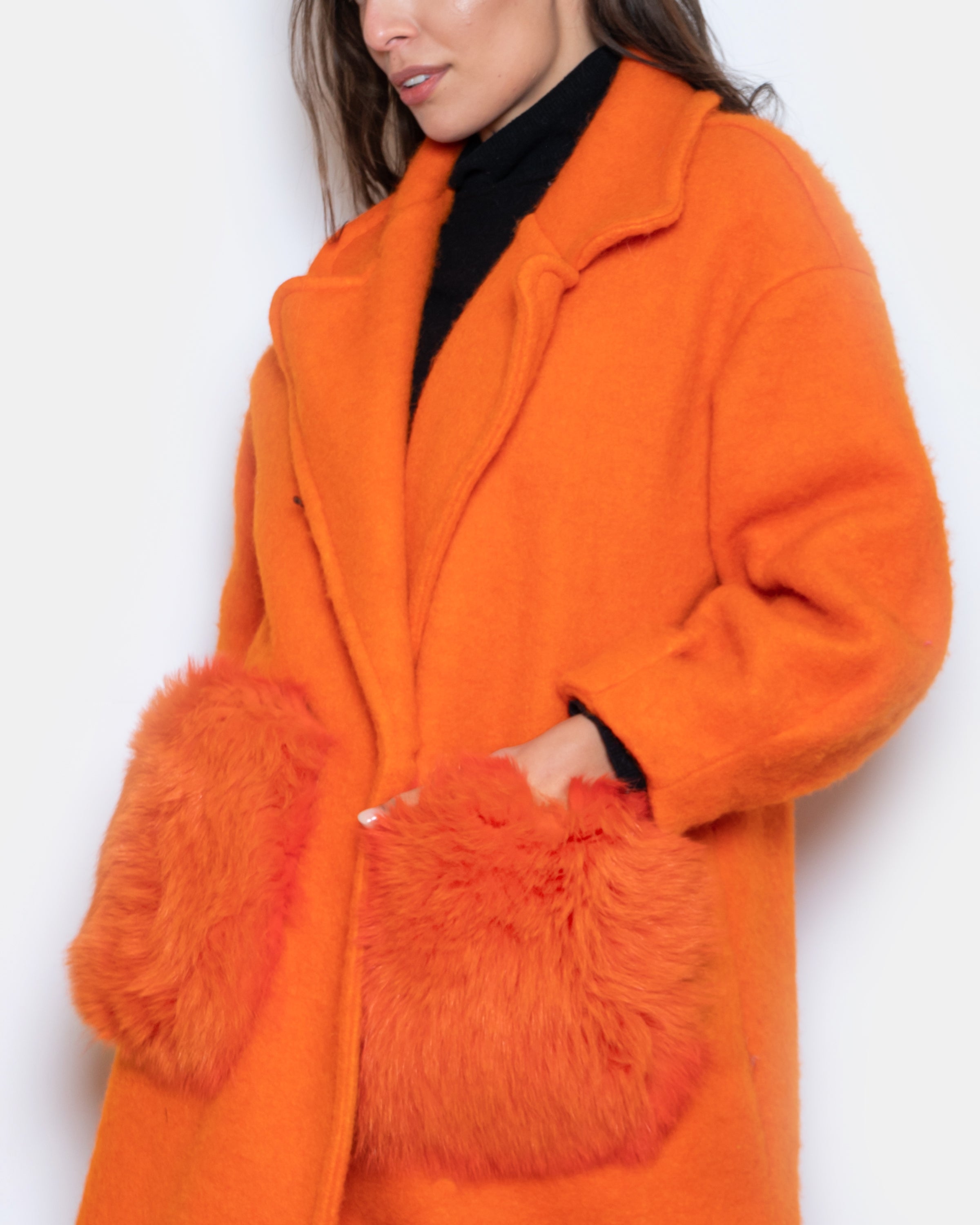 CAPPOTTO - tasche in volpe arancio