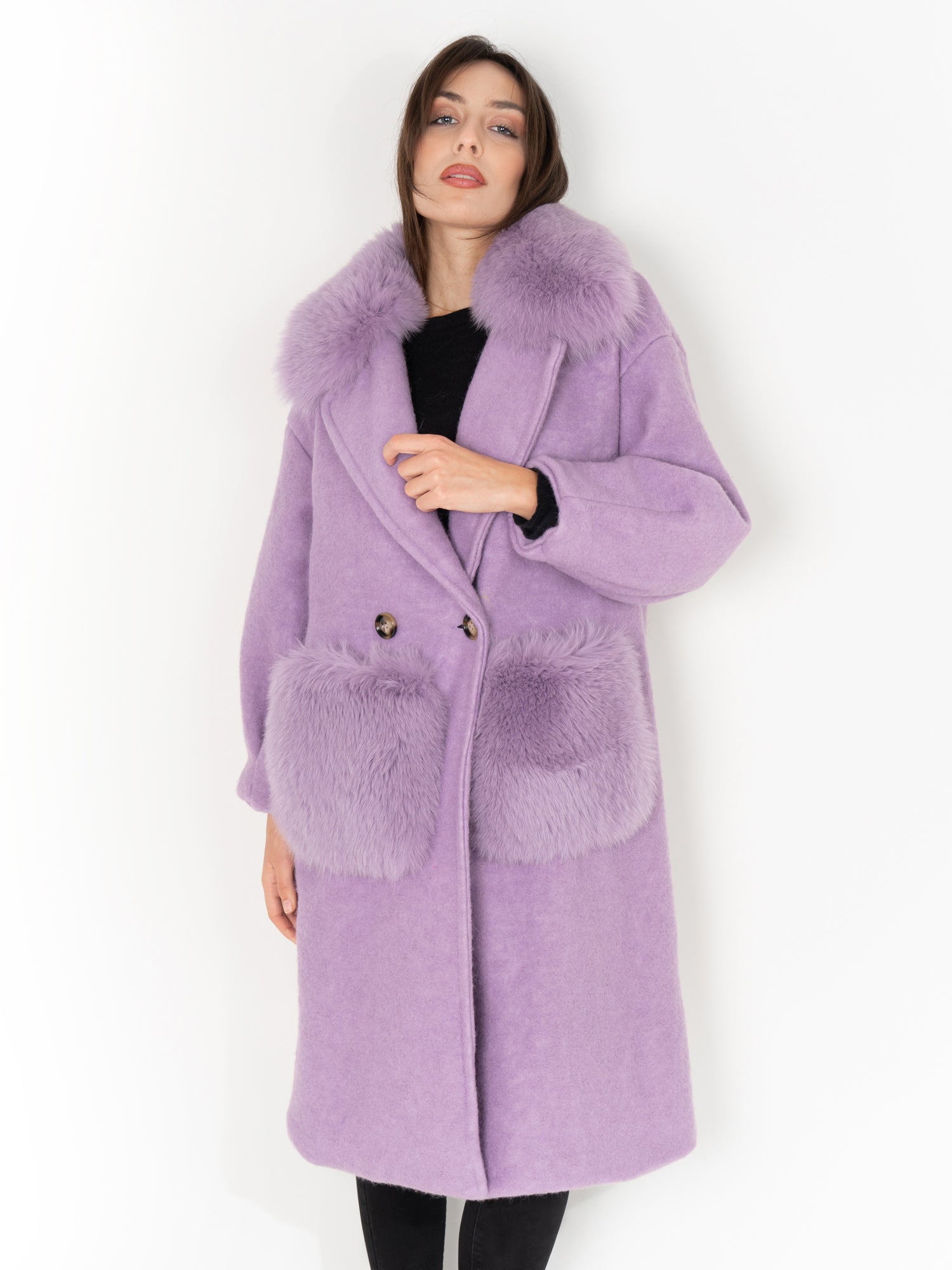 Coat Pockets And Collar In Lilac Fox