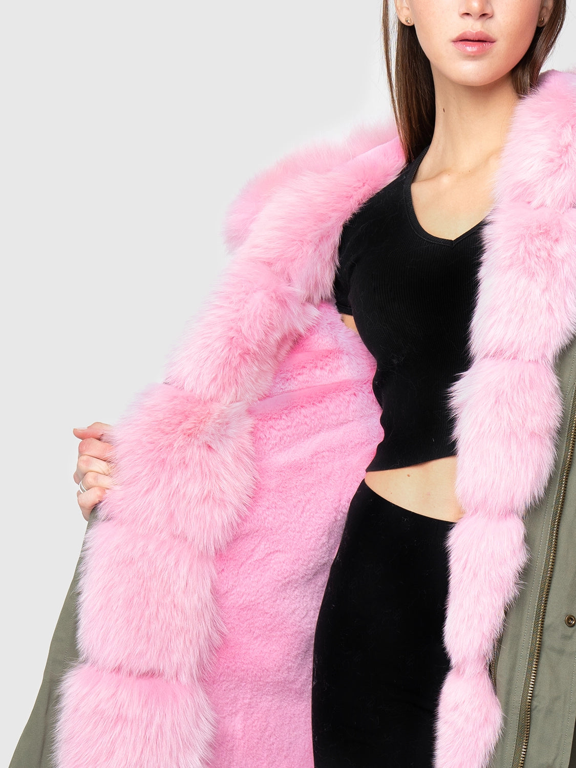 ALASKA - hood and border in pink fox