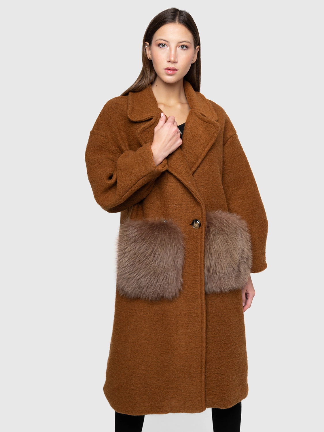 COAT - pockets in brown fox