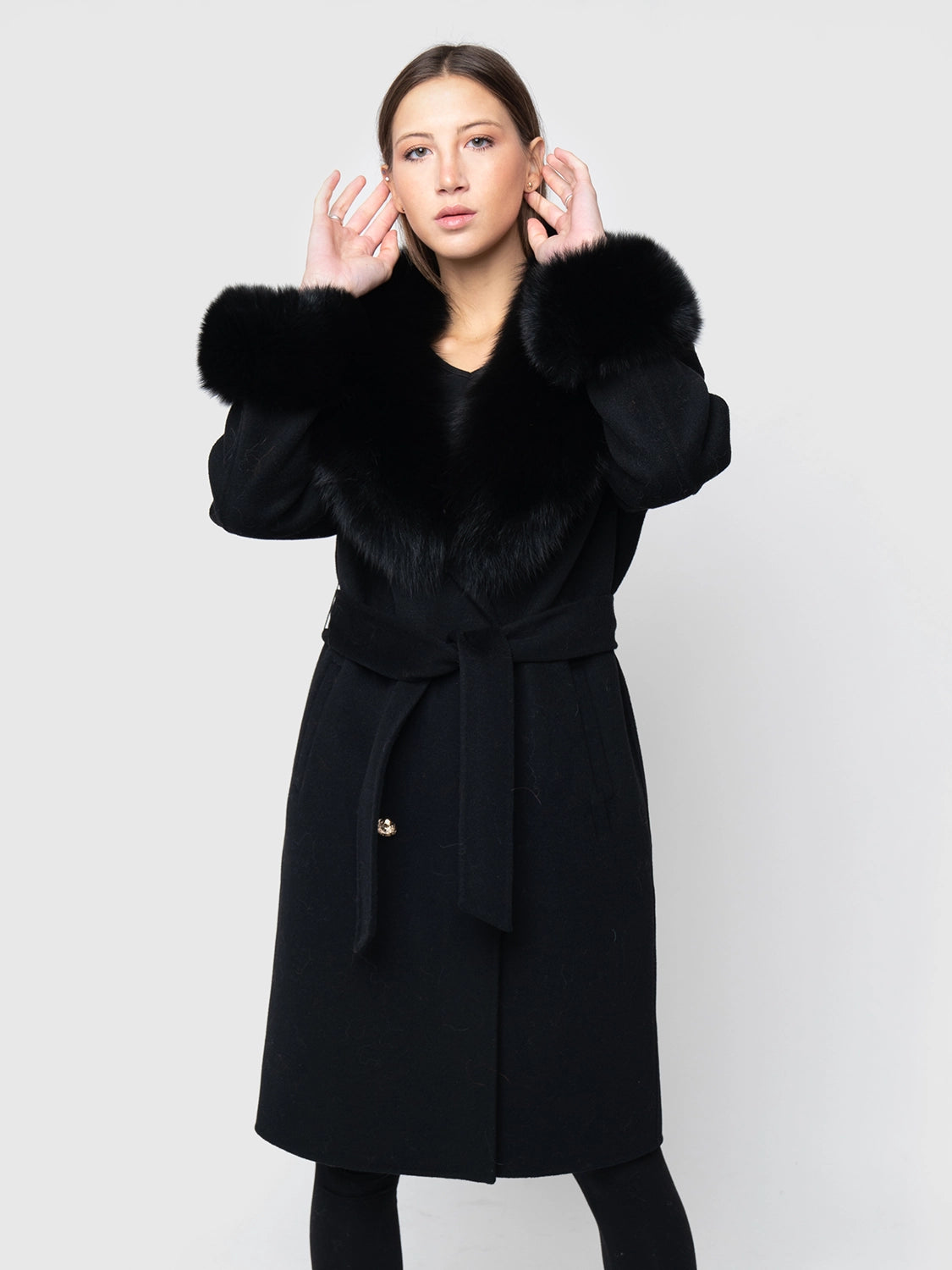 COAT - cashmere black fox collar and cuffs