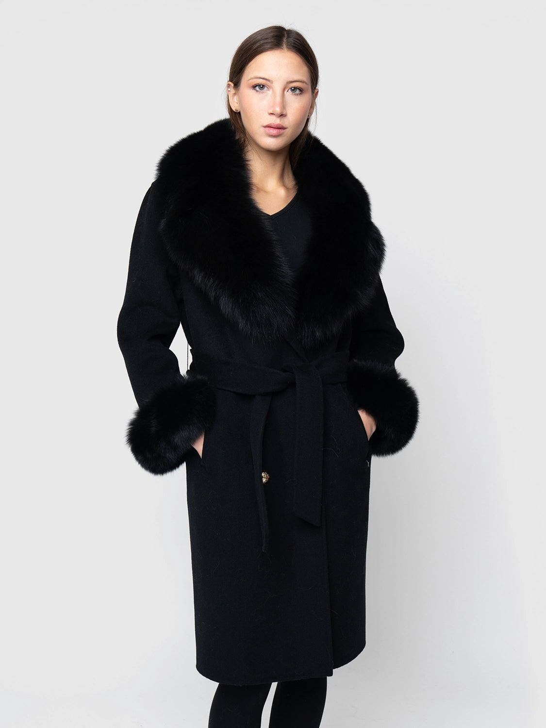 COAT - cashmere black fox collar and cuffs