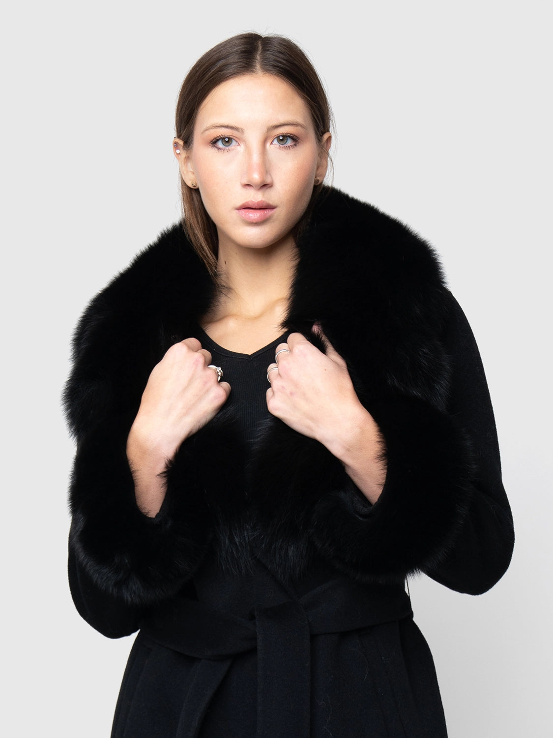 COAT - cashmere black fox collar and cuffs