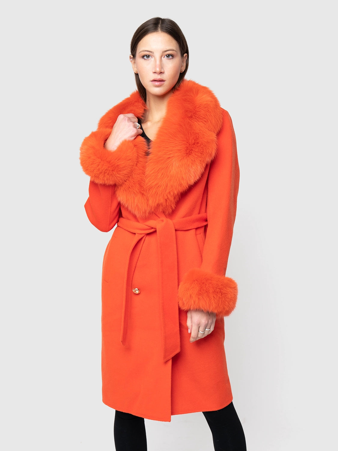 COAT - cashmere orange fox collar and cuffs