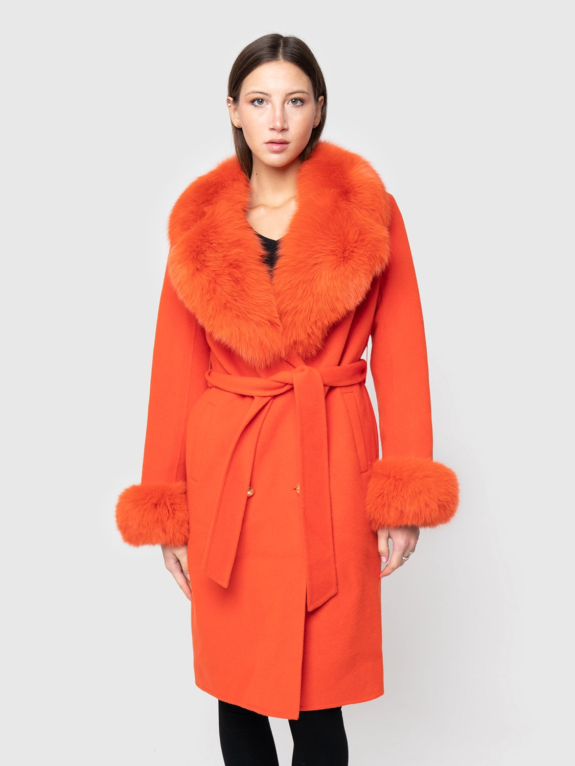 COAT - cashmere orange fox collar and cuffs