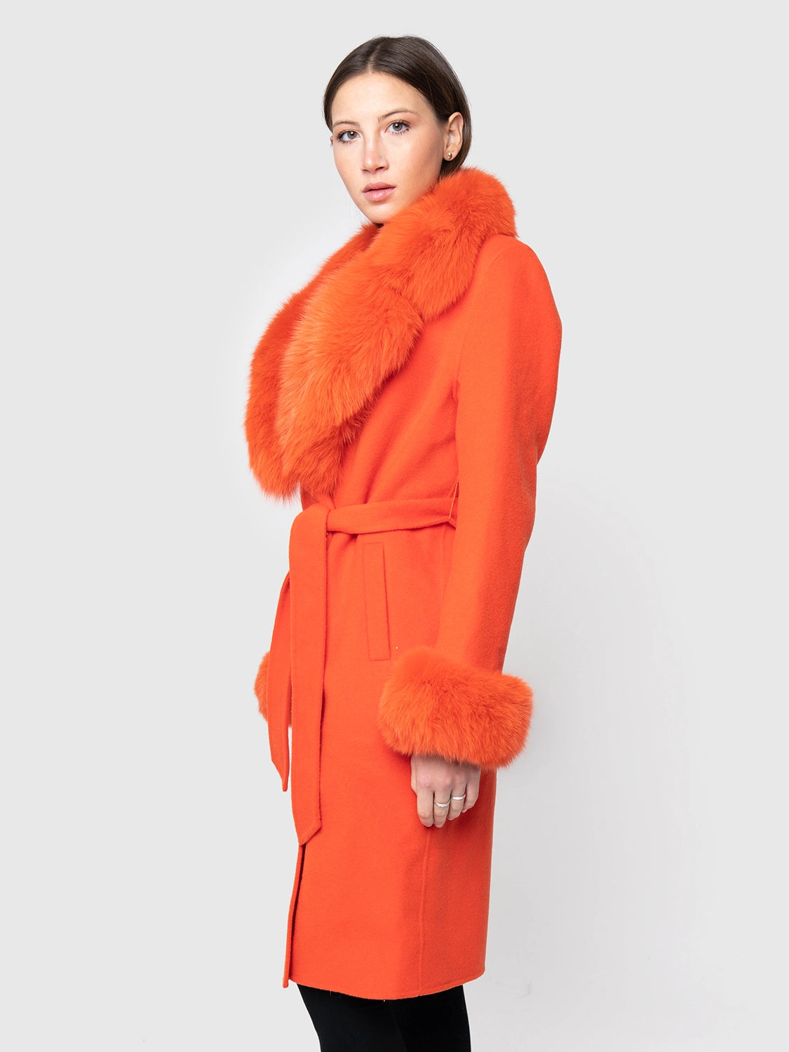 COAT - cashmere orange fox collar and cuffs