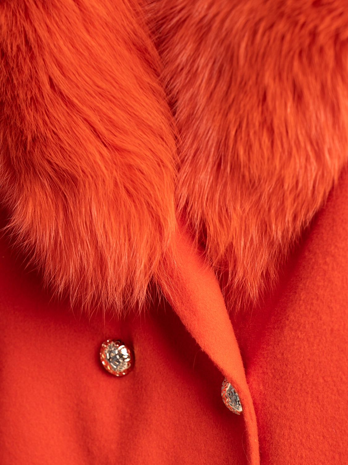 COAT - cashmere orange fox collar and cuffs