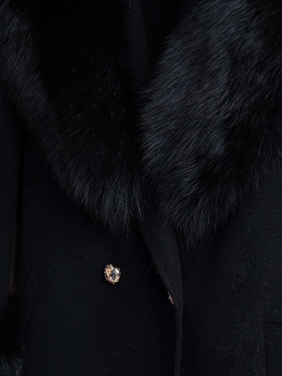 COAT - cashmere black fox collar and cuffs