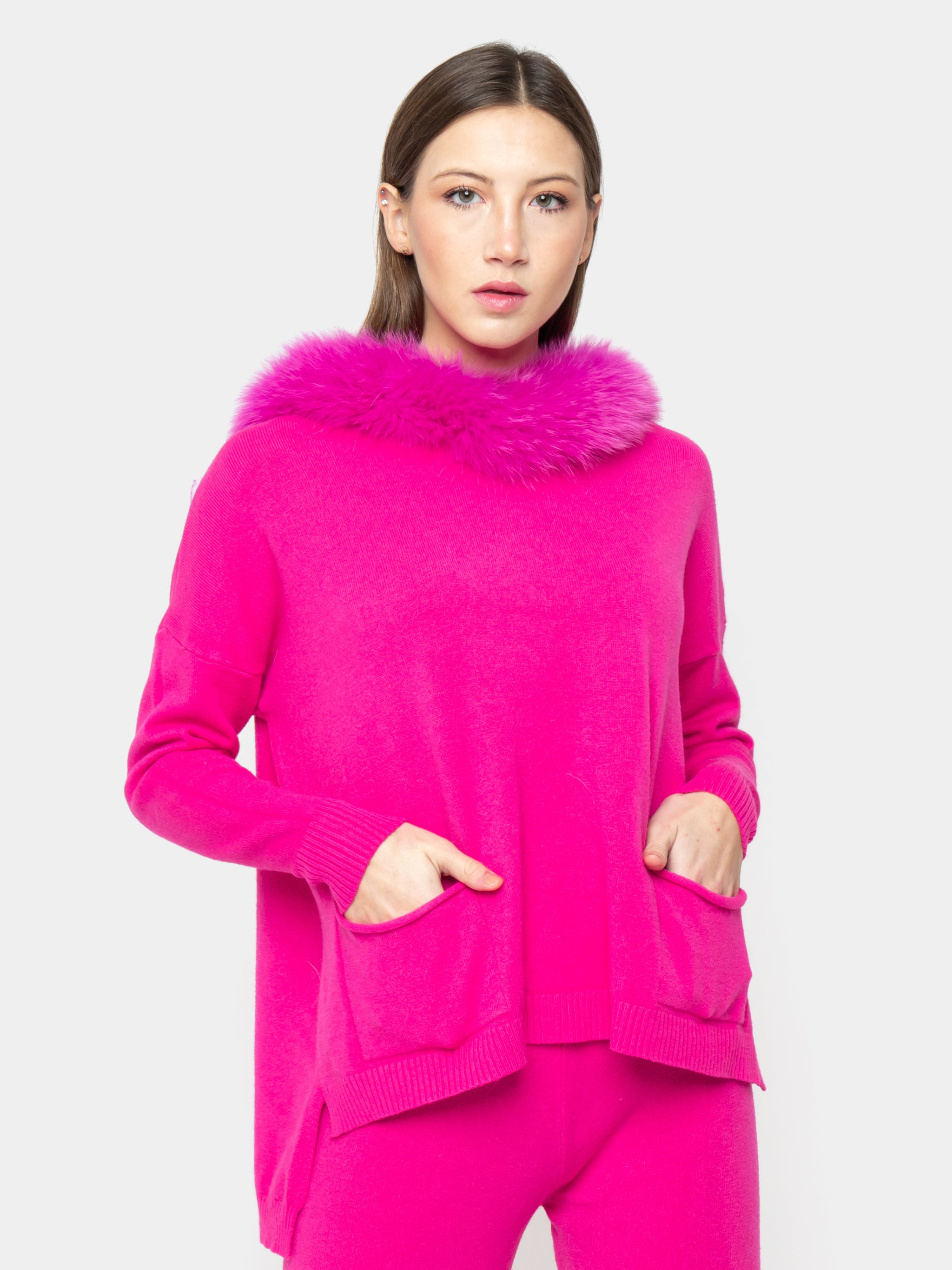 ISCHIA - fuchsia hood fur