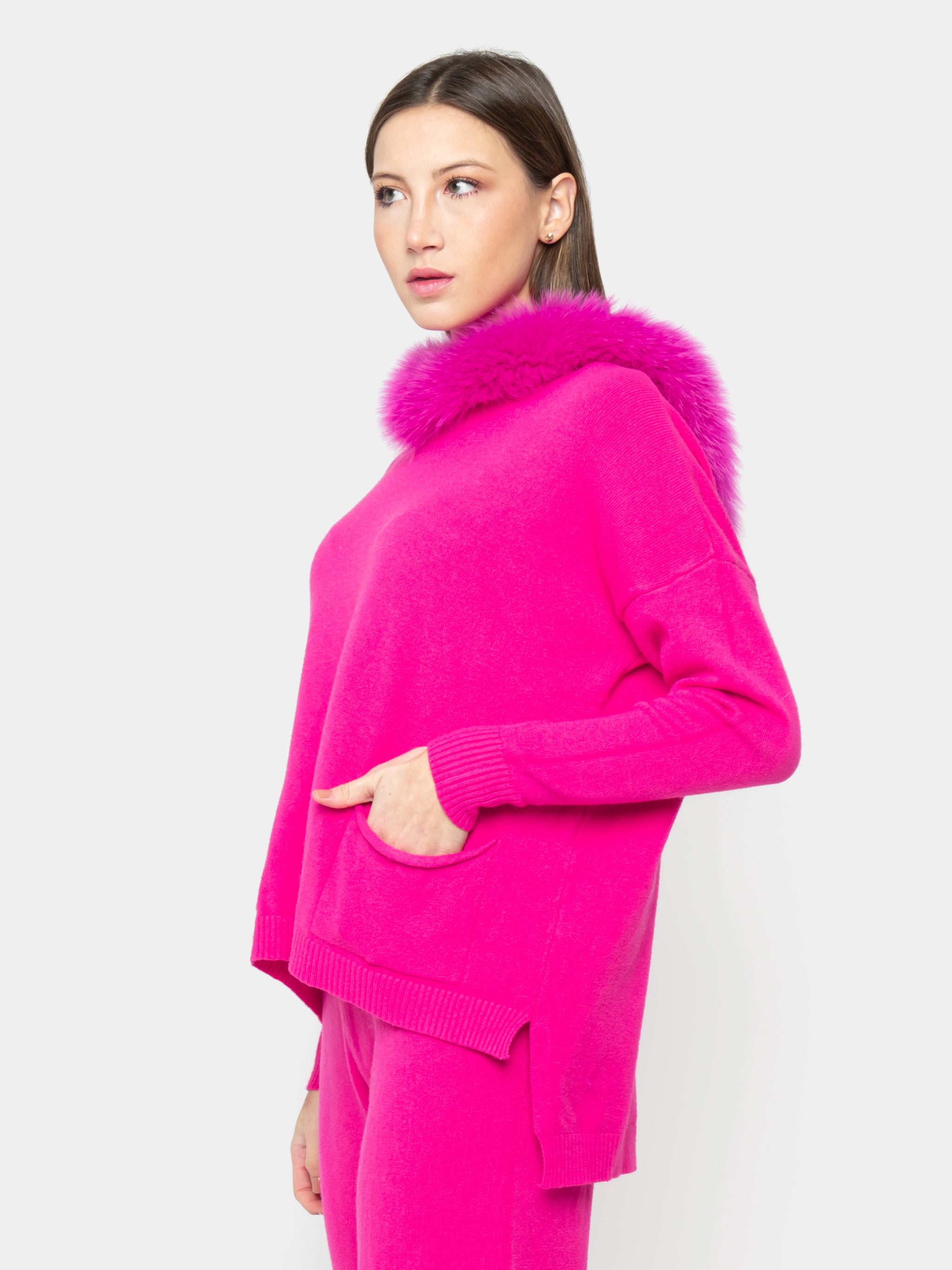 ISCHIA - fuchsia hood fur