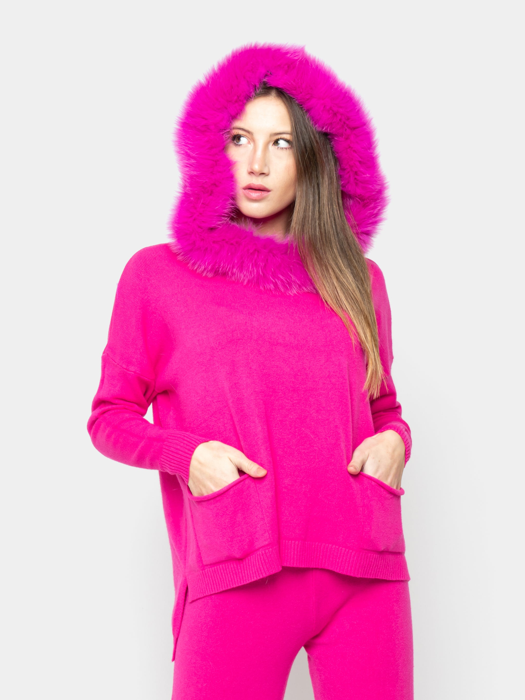 ISCHIA - fuchsia hood fur