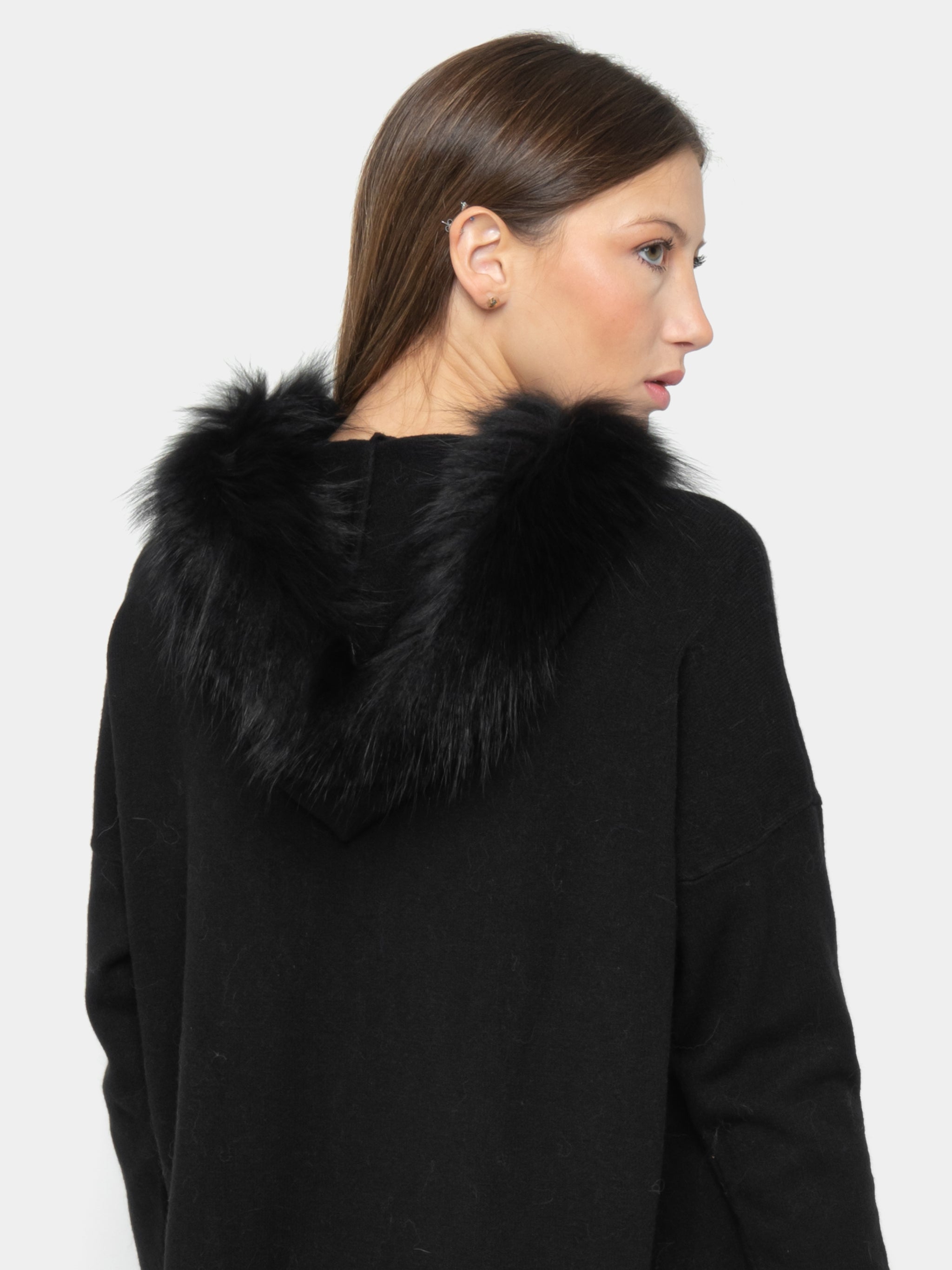 ISCHIA - light blue fur black hood