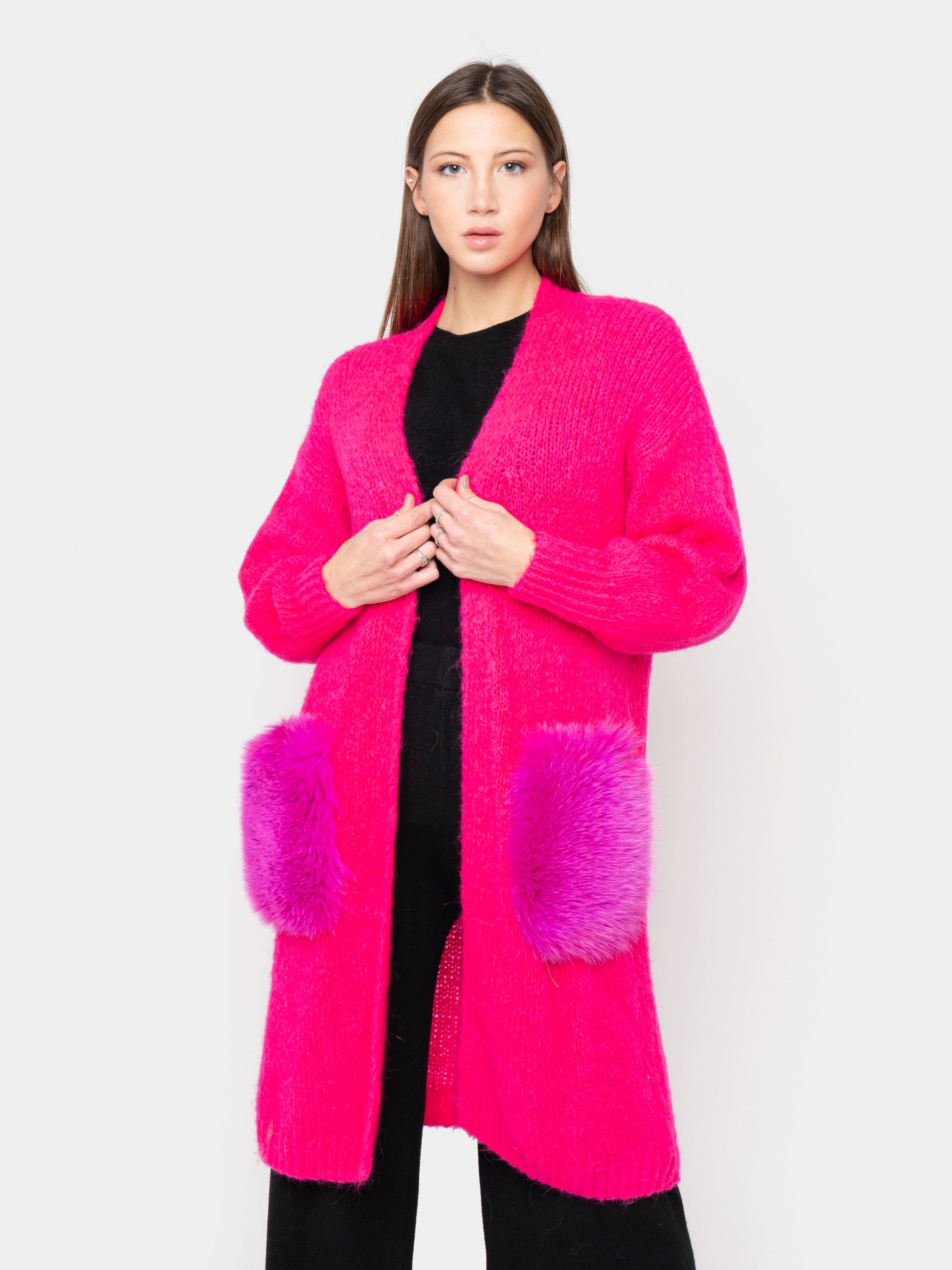 CARDIGAN - pockets in fuchsia fox