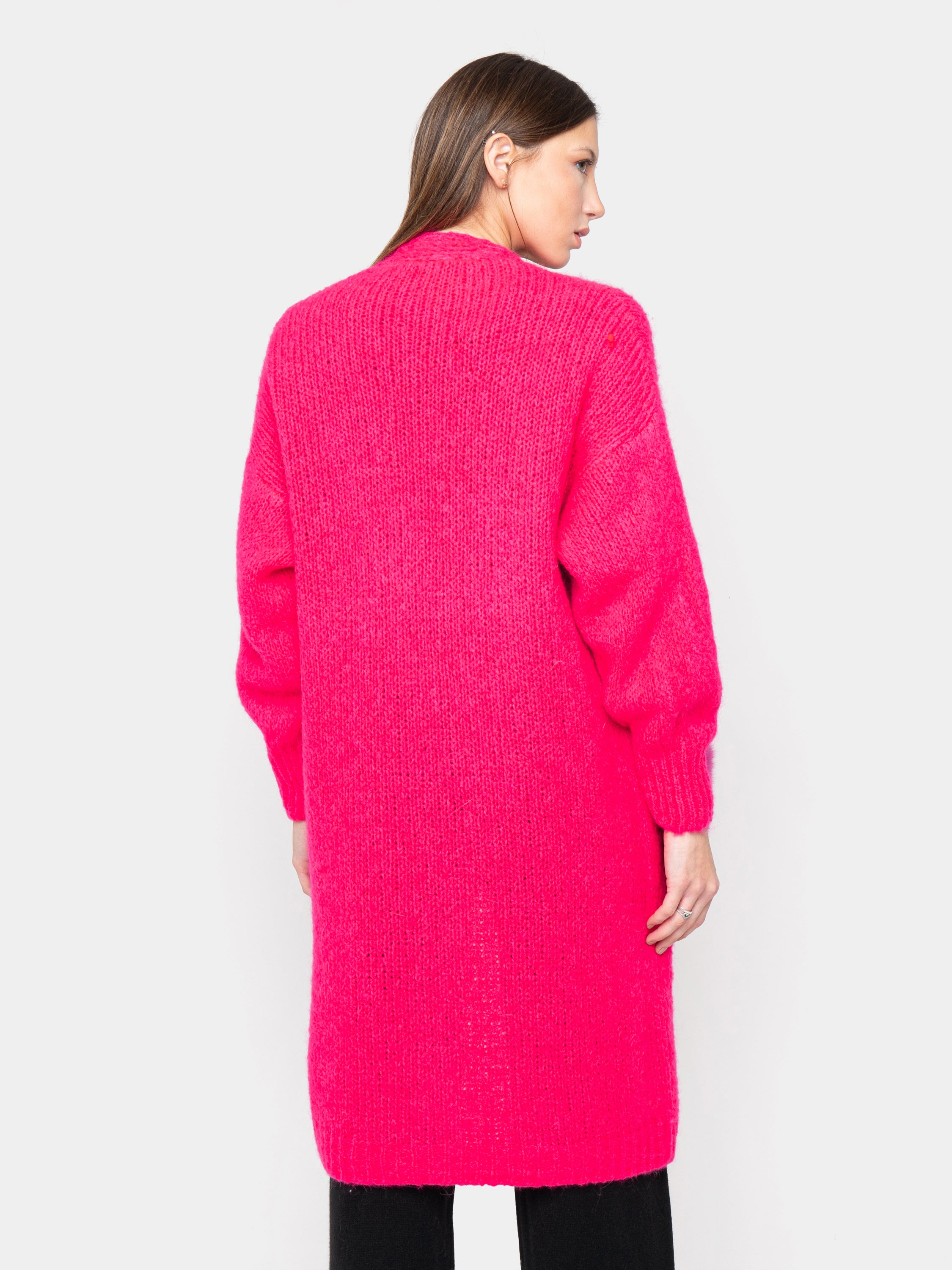 CARDIGAN - tasche in volpe fucsia