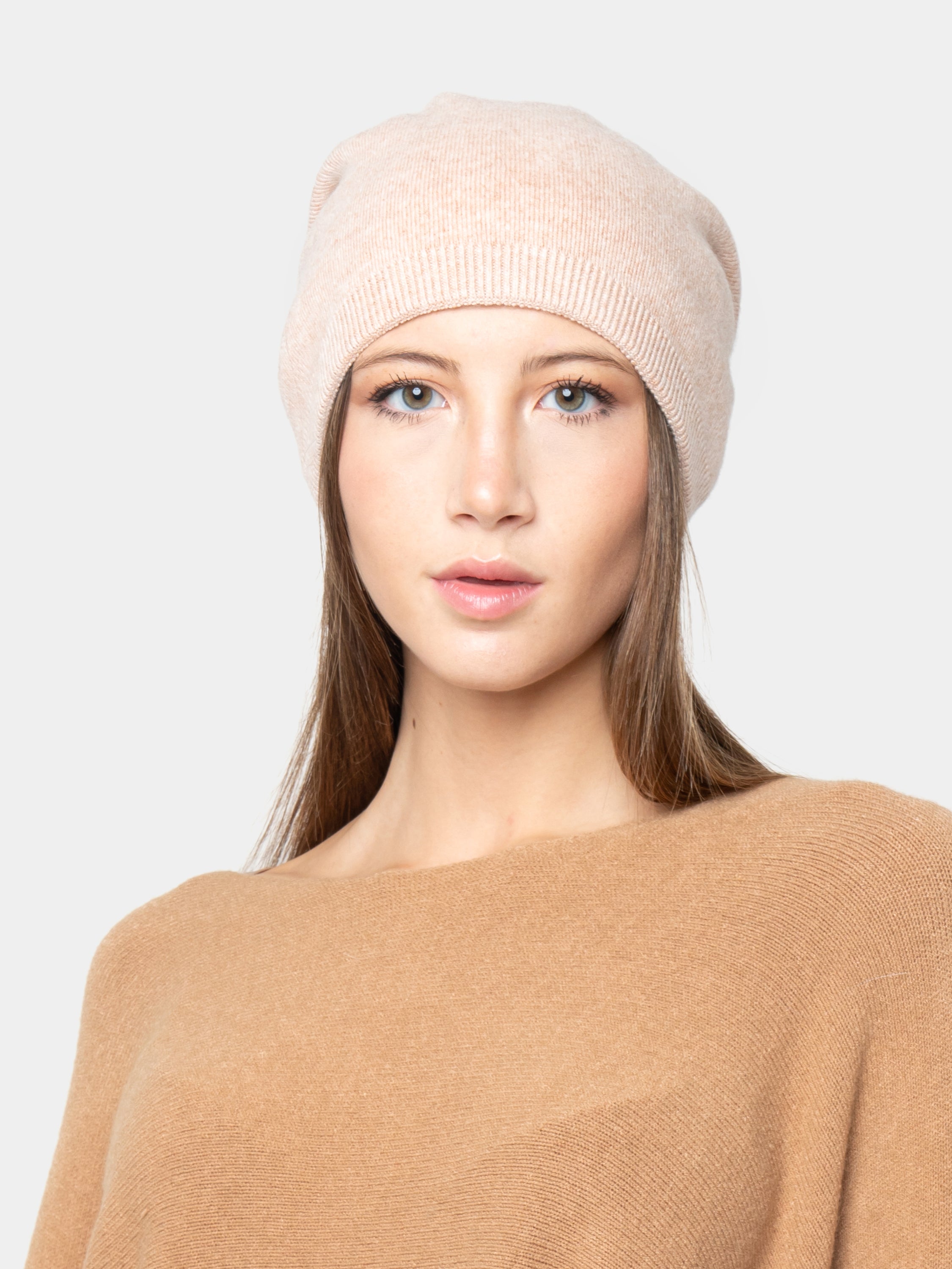 GORRO - de cachemir y lana beige