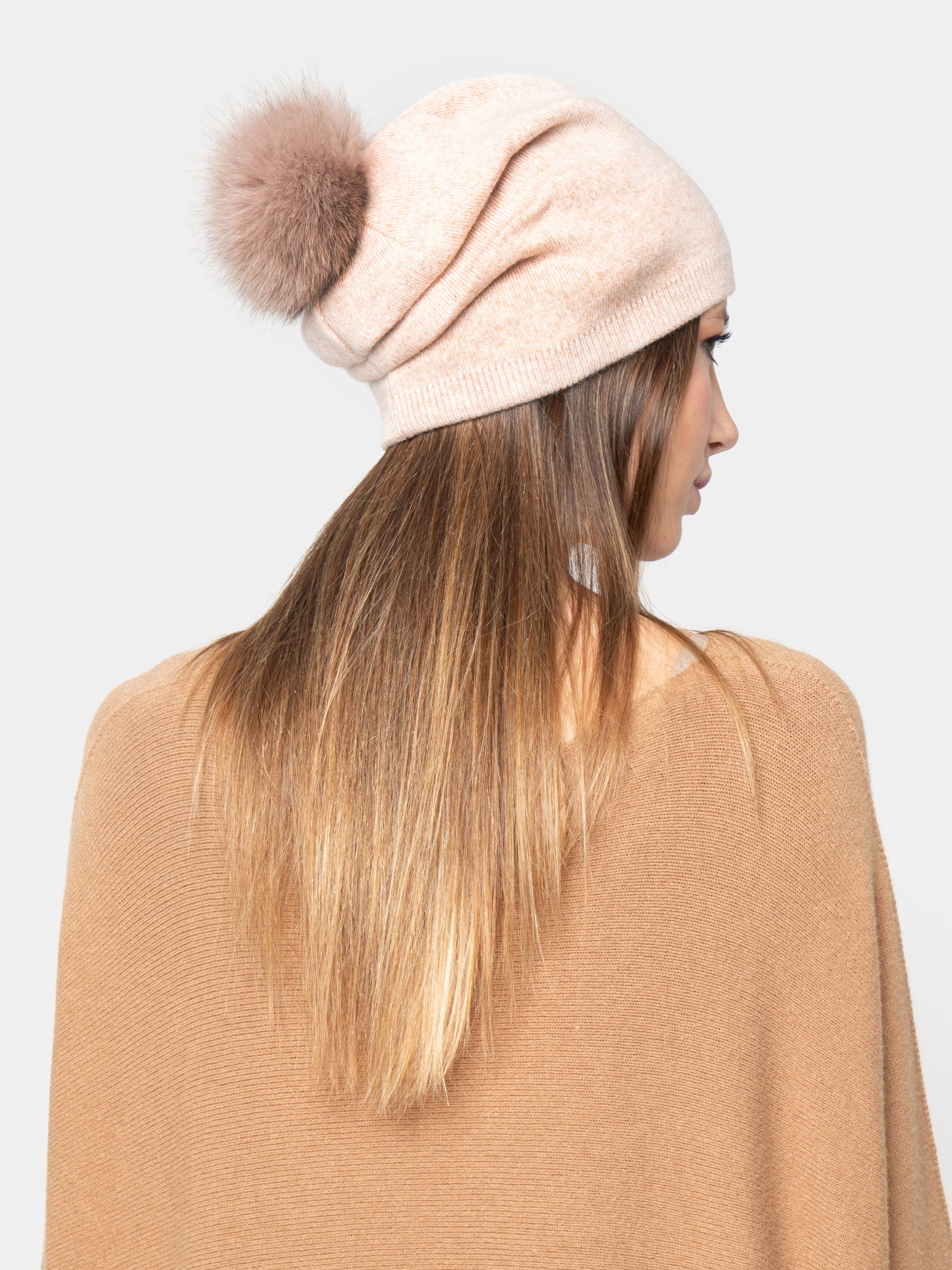 HAT - in beige cashmere and wool