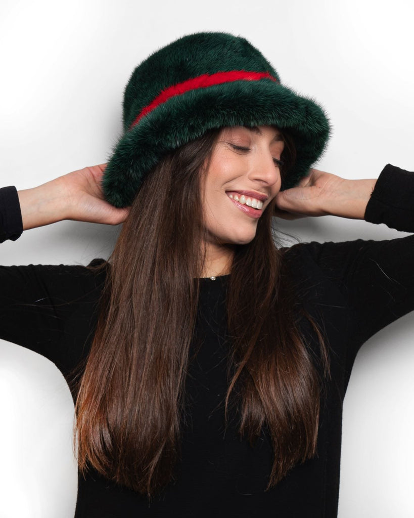 Cappello in Visone Verde & Rosso - Elisabettapanerai