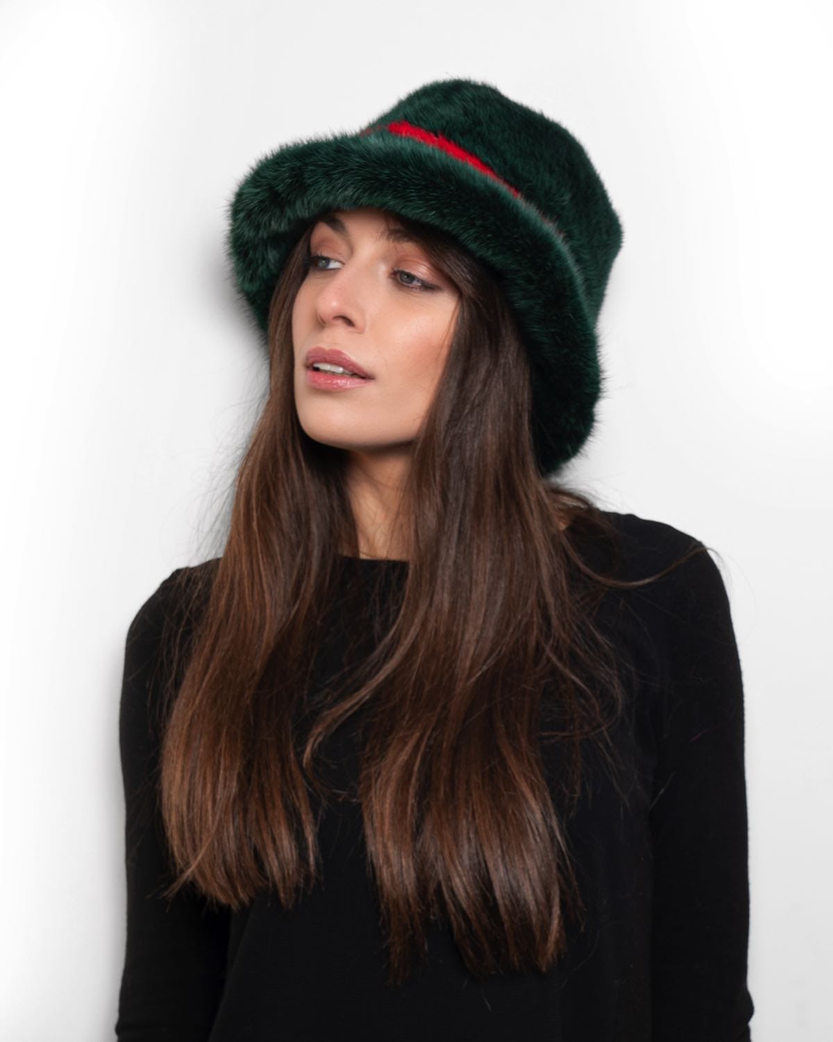 Cappello in Visone Verde & Rosso - Elisabettapanerai