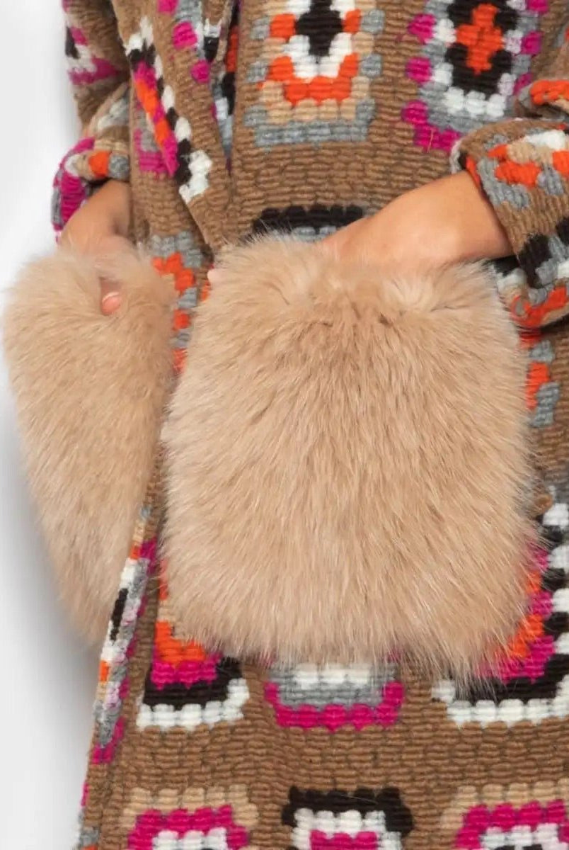 Cappottino Con Tasche In Volpe Fantasia Crochet Marrone - Elisabettapanerai