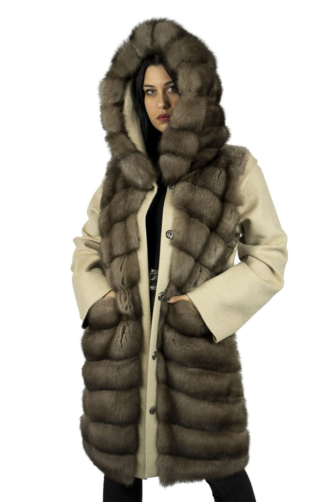 Cappotto con cappuccio cashmere loropiana e zibellino russo barguzinsky - Elisabettapanerai