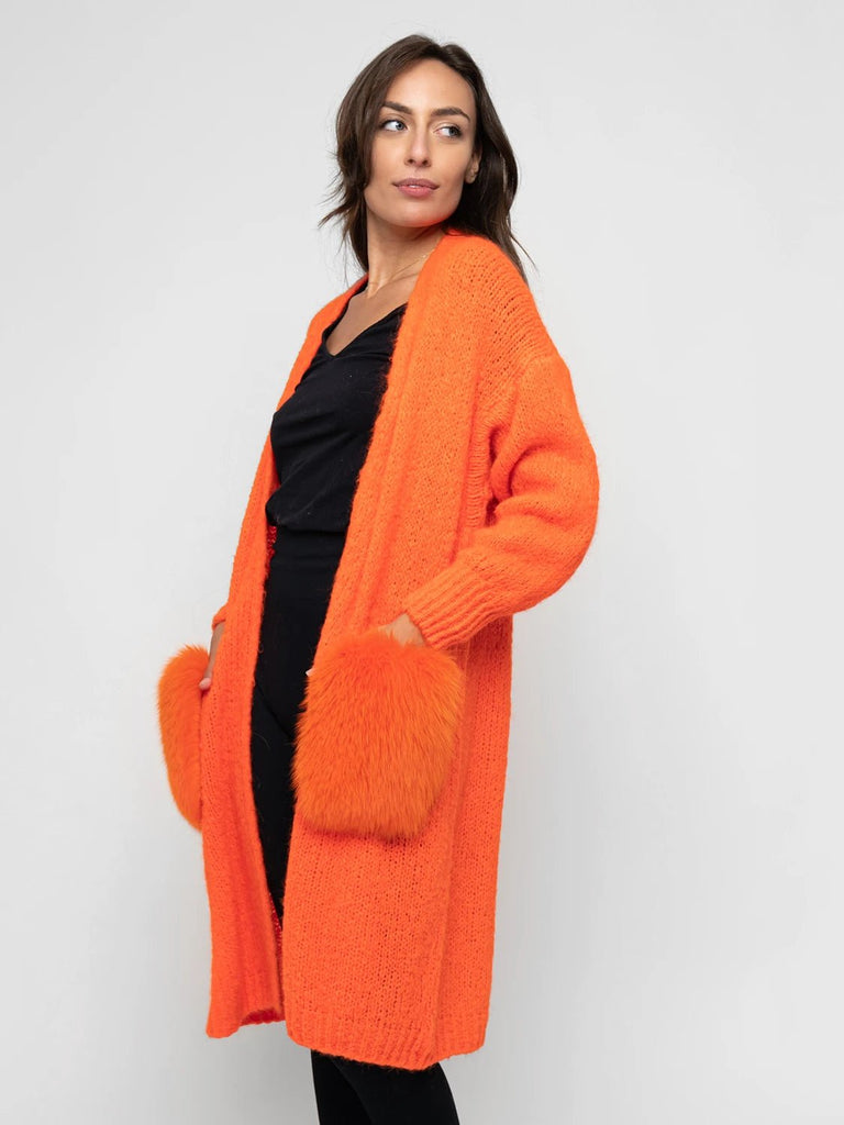 CARDIGAN - tasche in volpe arancione - Elisabettapanerai