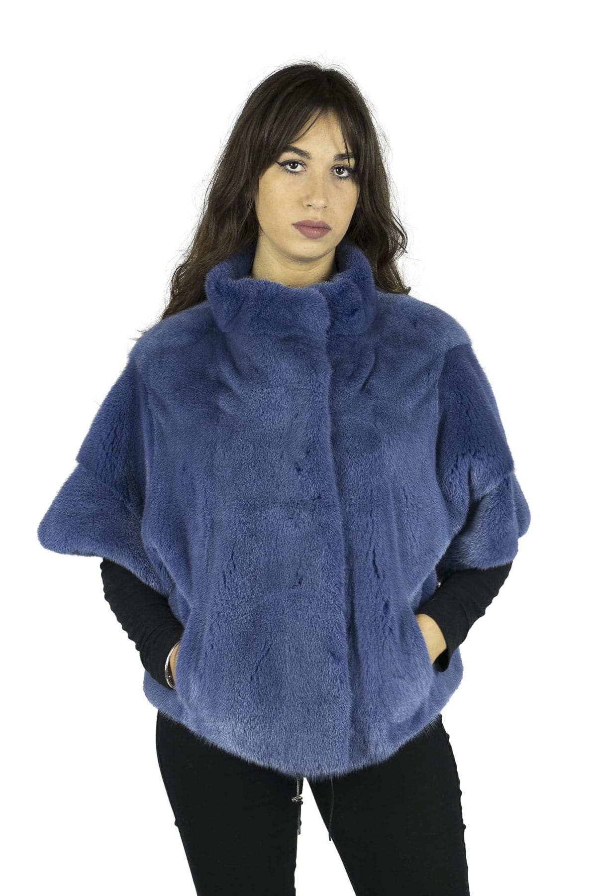 Giacca in Visone Blu Oceano modello Oversize - Elisabettapanerai