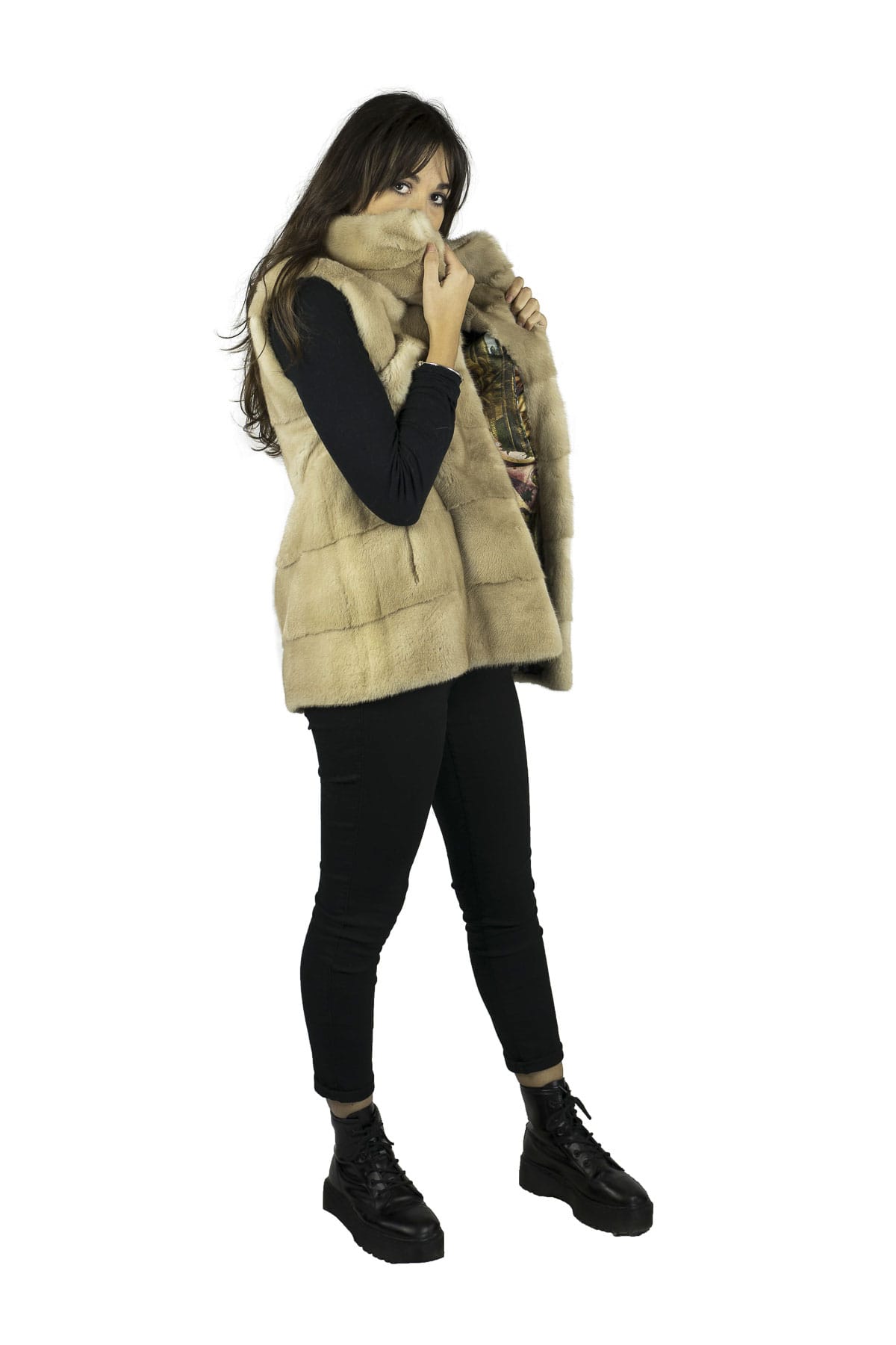 Gilet in Visone Beige - Elisabettapanerai