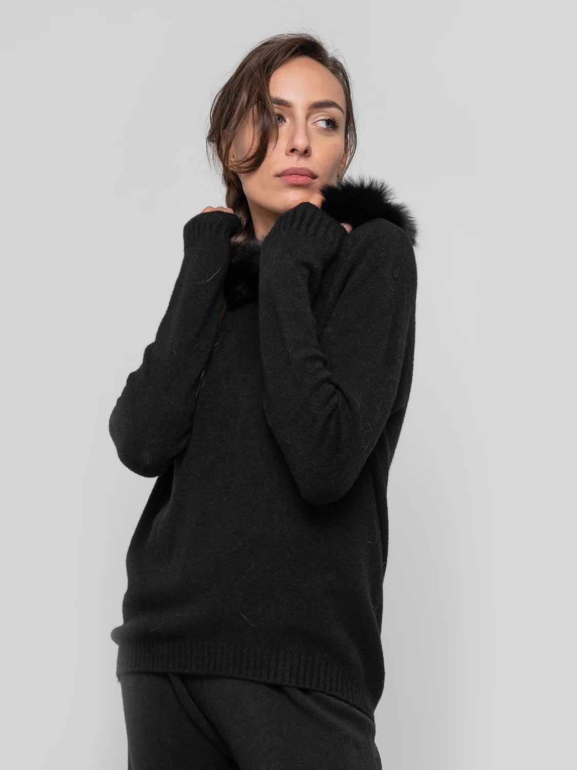 POSITANO - nero pelo cappuccio - Elisabettapanerai