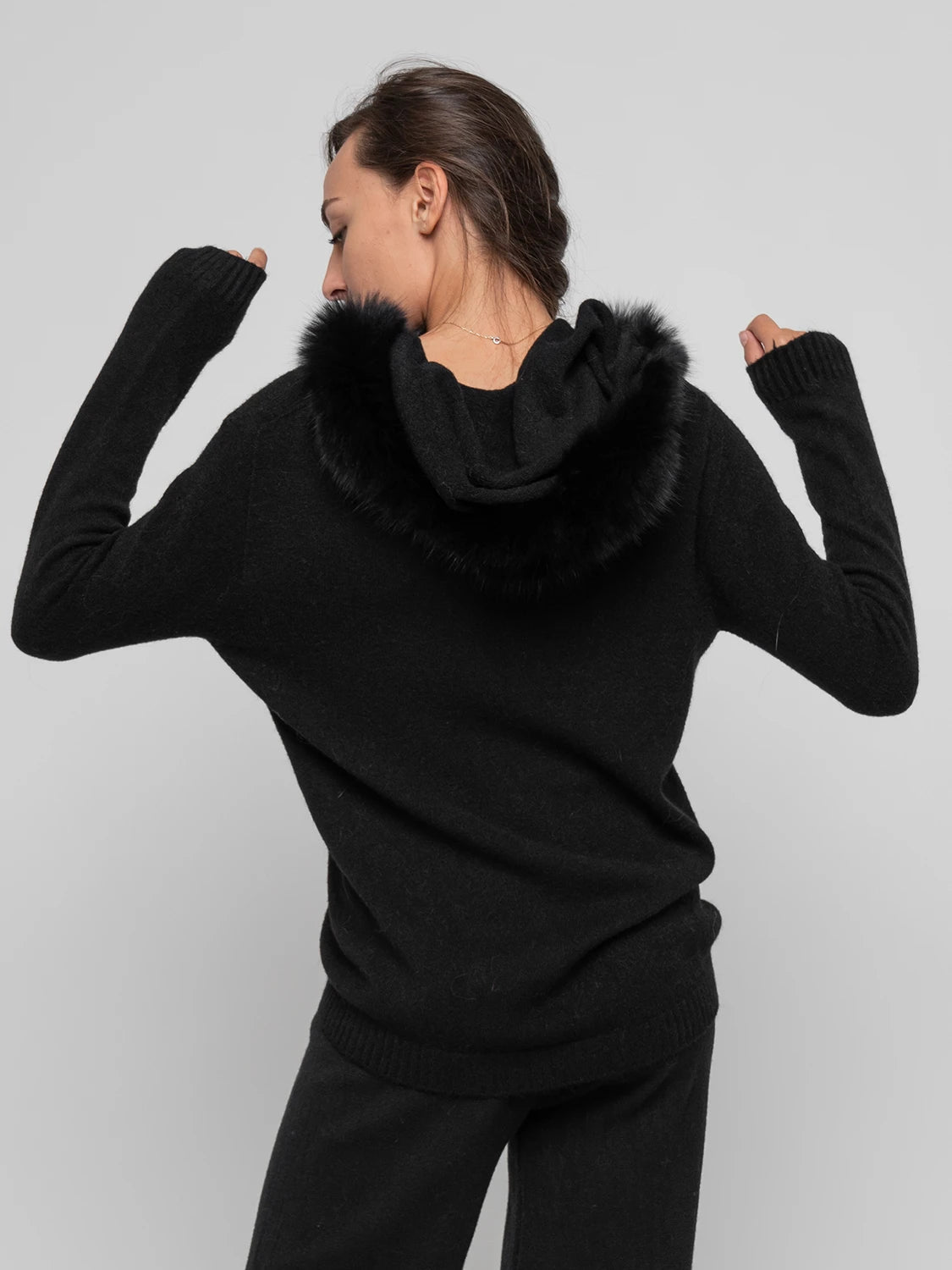 POSITANO - nero pelo cappuccio - Elisabettapanerai